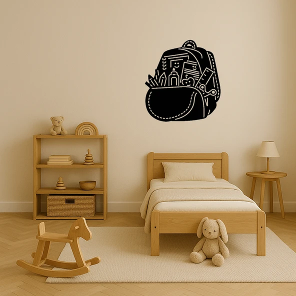 Üzeri Renkli Okul Çantası Dekoratif Tablo - Resim 2