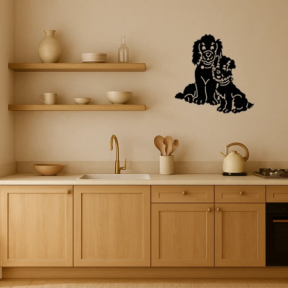 Yavru Köpekli Anne Dekoratif MDF Tablo - 2