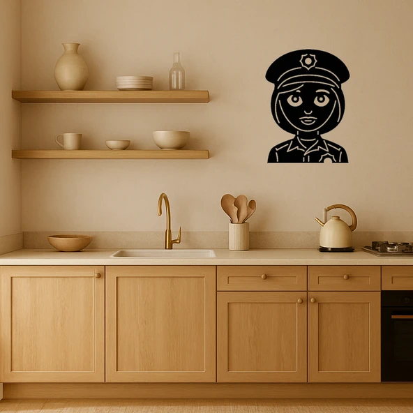 Kadın Polis Memuru Emoji MDF Dekoratif Tablo - 2
