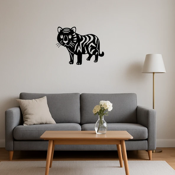 Kaplan Figürlü Vahşi Doğa Dekoratif Tablo - Resim 4