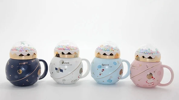 Üstü Renkli Toplu Porselen Kupa Bardak