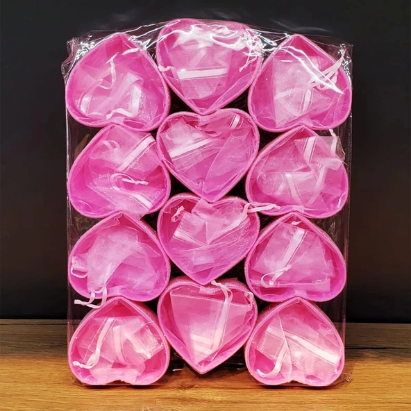 Pembe Kalpli Tül Kese - Resim 2