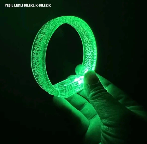 Yeşil Led Işıklı Baskı Yapılabilen Pilli Bileklik Bilezik - 1