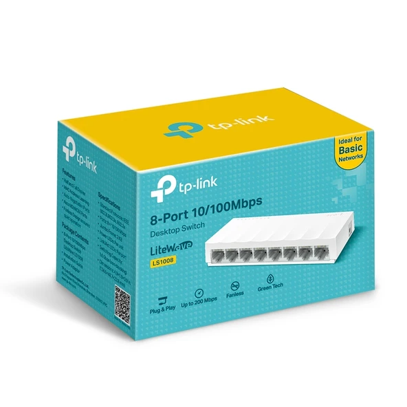 TP-LINK LS1008 8PORT 10/100 YÖNETİLEMEZ SWITCH - 10