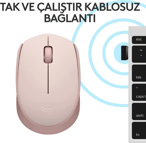 LOGITECH M171 KABLOSUZ  MOUSE ROSE 910-006865 - Resim 2