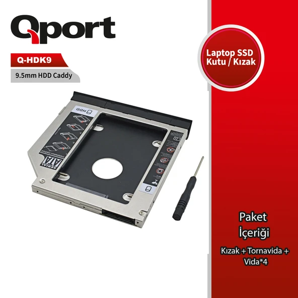QPORT Q-HDK9 2.5" HDD/SSD UYUMLU CEVIRICI 9.5" OPTIK SATA KIZAK