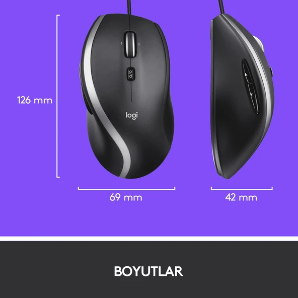 LOGİTECH M500S GELİŞMİŞ KABLOLU MOUSE - SİYAH 910-005784 - 8