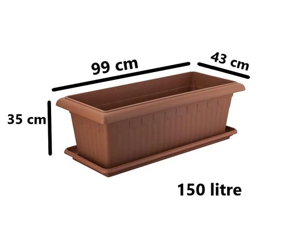Omnipazar SY-5795 Mega Antik Köşeli Tabaklı Saksı 150 lt Kahverengi 4 Adet - Resim 2