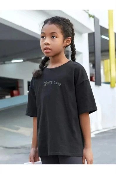 Çocuk Unisex Baskılı T-Shirt - Siyah - Resim 3