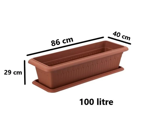 Omnipazar SY-5790 Büyük Antik Köşeli Tabaklı Saksı 100 Lt Kahverengi 4 Adet - Resim 2