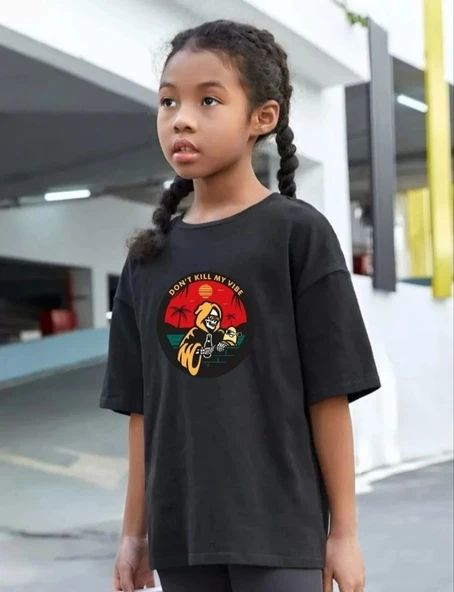 Çocuk Unisex Baskılı T-Shirt - Siyah ürün görseli 1