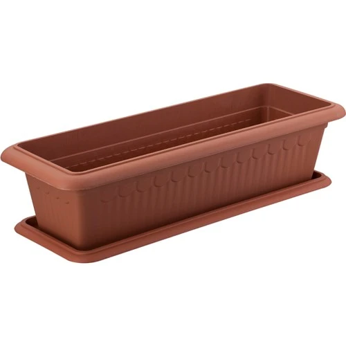 Omnipazar SY-5790 Büyük Antik Köşeli Tabaklı Saksı 100 Lt Kahverengi 4 Adet - Resim 3