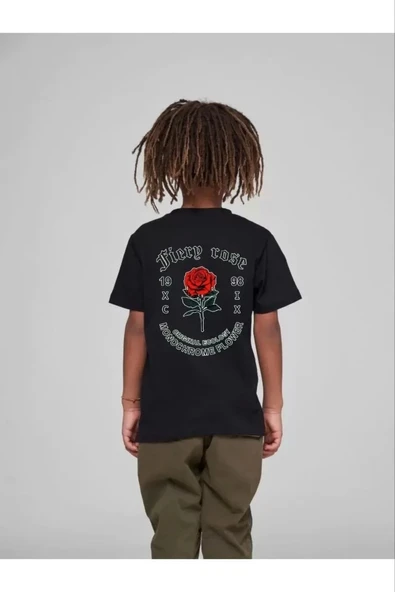 Çocuk Unisex Baskılı T-Shirt - Siyah - Resim 2