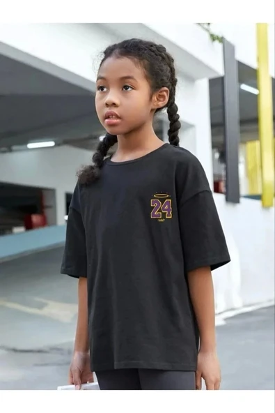 Çocuk Unisex Baskılı T-Shirt - Siyah - Resim 3