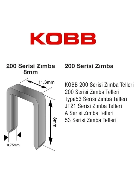KOBB Kbz208 8mm 2500 Adet 200 Serisi Ağır Hizmet Tipi Zımba Teli - 3