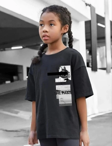 Çocuk Unisex Baskılı T-Shirt - Siyah ürün görseli 1