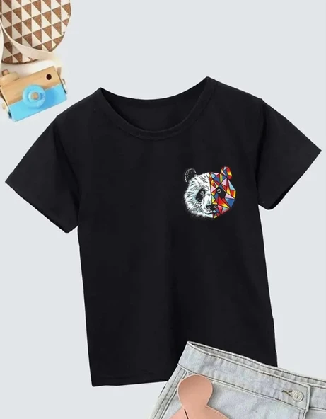 Unisex Çocuk Baskılı T-Shirt - Siyah ürün görseli 1