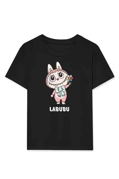 Kız Labubu Çocuk Baskılı T-Shirt - Siyah ürün görseli 1