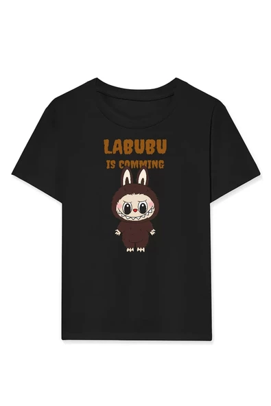Kız Labubu Çocuk Baskılı T-Shirt - Siyah ürün görseli 1