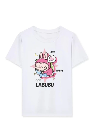 Kız Labubu Çocuk Baskılı T-Shirt - Beyaz - 1