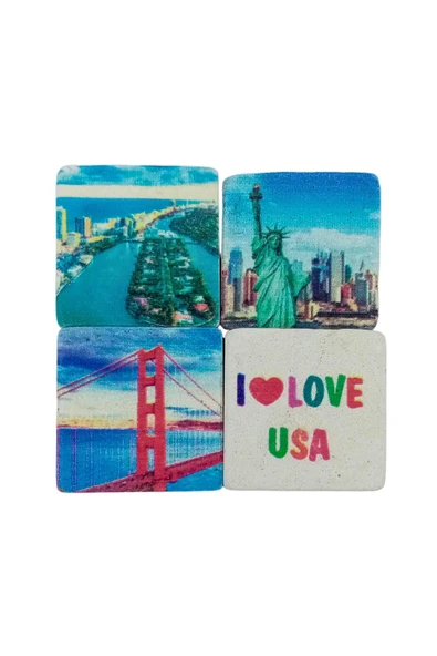 Amerika Birleşik Devletleri Temalı Dörtlü Taş Magnet - Resim 3