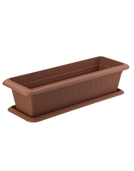 Omnipazar SY-5785 Orta Antik Köşeli Tabaklı Saksı 46 lt Kahverengi 5 Adet - Resim 3