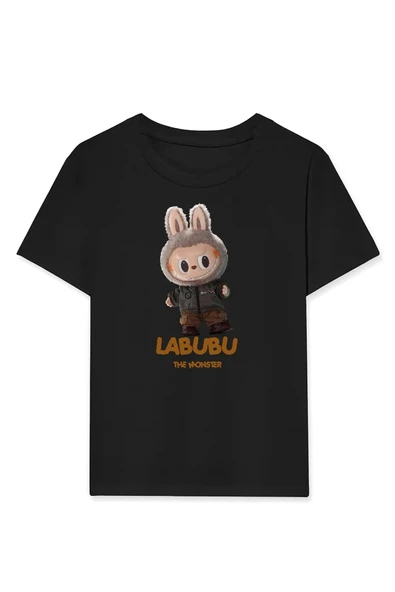 Kız Labubu Çocuk Baskılı T-Shirt - Siyah ürün görseli 1