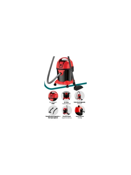 Goldmaster Süperturbo 1200 Watt Islak Kuru 8.7 Litre Toz Torbalı Elektrikli Süpürge - Resim 6