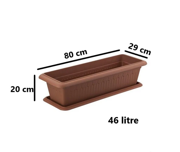 Omnipazar SY-5785 Orta Antik Köşeli Tabaklı Saksı 46 lt Kahverengi 5 Adet - Resim 2