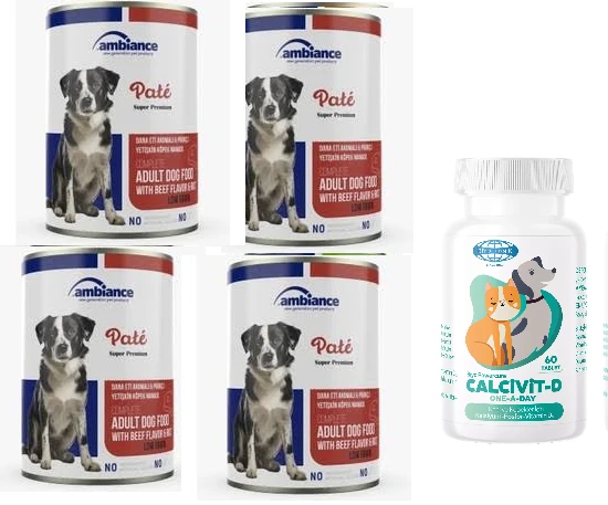 Köpek Kuzu Etli Konserve Yaş Mama 415 GR X 4 Adet + Köpekleriniz için Kalcivit D Vitamini 60 Tablet ürün görseli
