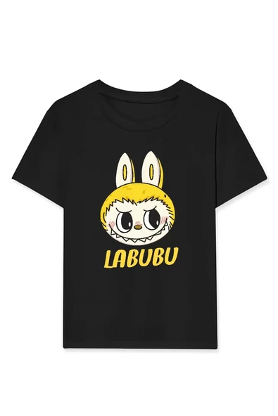 Kız Labubu Çocuk Baskılı T-Shirt - Siyah ürün görseli 1