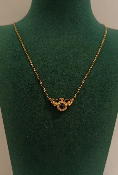 Monalisa Home Gold Renk Kanat Figürlü Gösterişli  Kolye ürün görseli 1