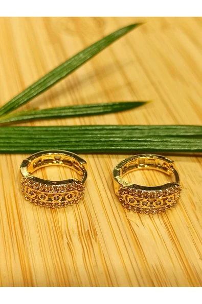 Monalisa Home Altın  Renk Lüks Gösterişli Figürlü Küçük Yuvarlak Küpe ürün görseli 1