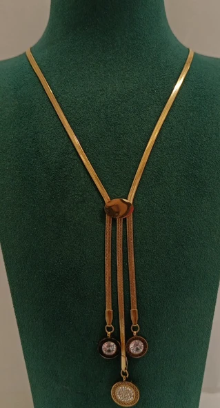 Monalisa Home Gold Renk Lüks Figürlü Gösterişli Sallantılı Kolye ürün görseli 1