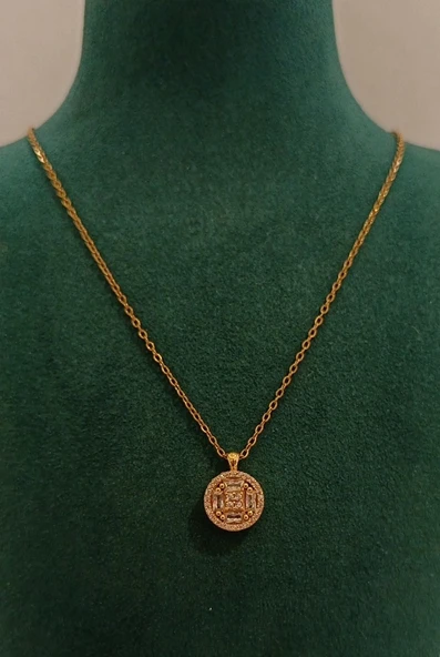 Monalisa Home Gold Renk Parlak Taş Figürlü Gösterişli Kolye ürün görseli 1