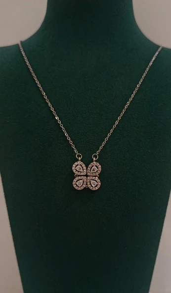 Monalisa Home Lüks Gümüş Renk Çiçek Figürlü Gösterişli  Kolye ürün görseli 1