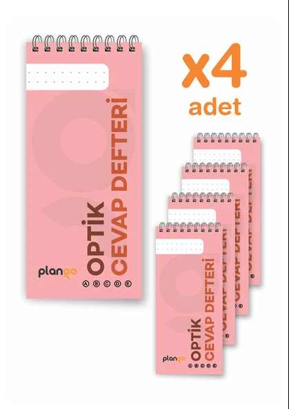 Optik Cevap Defteri PUDRA (4 Adet - 200 Sayfa) Sınava Hazırlık Optik Form Defteri - Plango