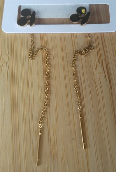 Monalisa Home Gold Renk Metalik Kiraz Figürlü Sallantılı Küpe