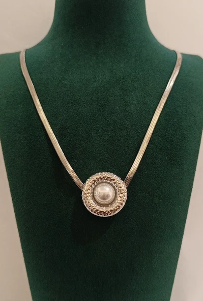 Monalisa Home Gümüş Renk Lüks İncili Figürlü Gösterişli Kolye