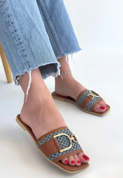 Pabucmarketi Taba Kadın Alçak Topuk Terlik - 2