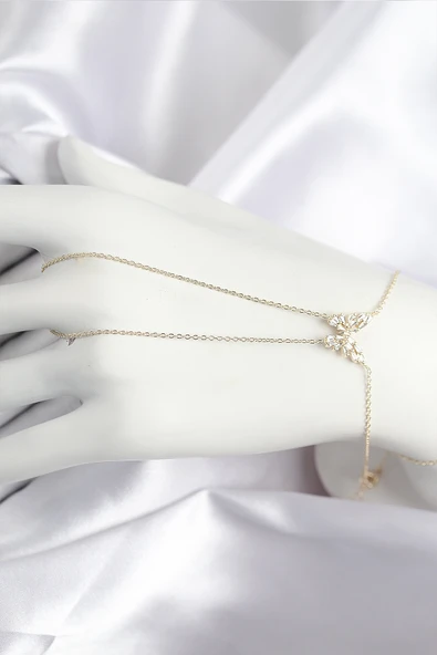 Pirinç Zirkon Taşlı Kelebek Model Gold Renk Şahmeran - TJ-SN717 - 1