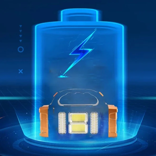 BUFFER® Solar ve USB Şarjlı LED + COB El Feneri | 1500 mAh Şarjlı Taşınabilir Çalışma Işığı-Su Geçirmez HB-2678 - Resim 5