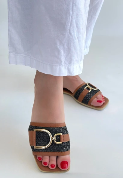 Pabucmarketi Siyah Kadın Alçak Topuk Terlik - 2