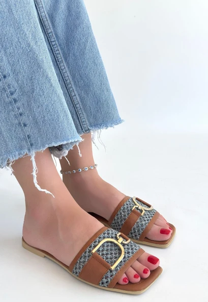 Pabucmarketi Taba Kadın Alçak Topuk Terlik - 3