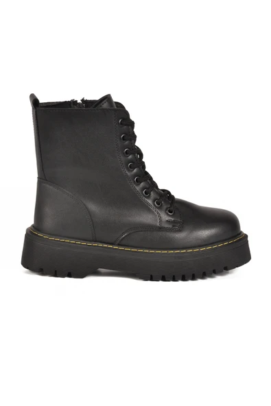 Aspor Siyah Bağcıklı Fermuarlı Kadın Bot