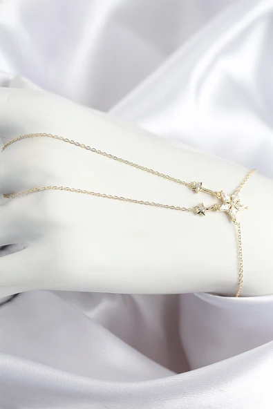 Pirinç Zirkon Taşlı Yıldız Model Gold Renk Şahmeran - TJ-SN710 - 1
