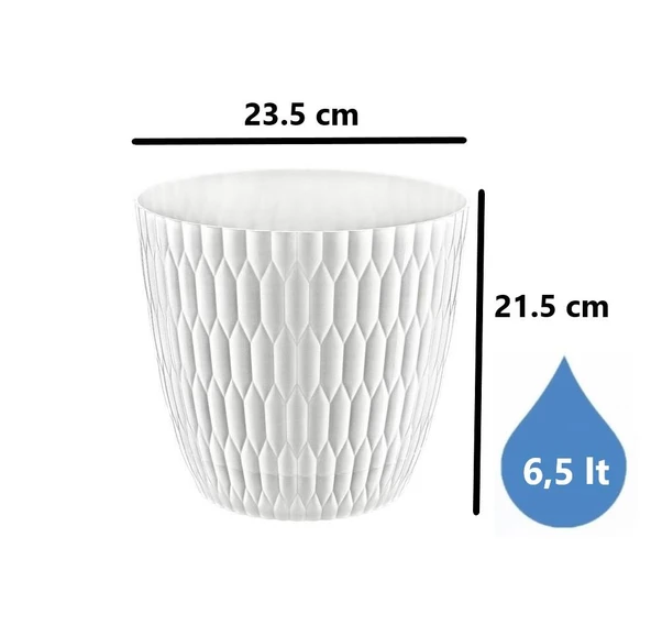 Omnipazar SY-5445 6,5 Lt Beyaz Decora Desenli Saksı 6 Adet - Resim 2