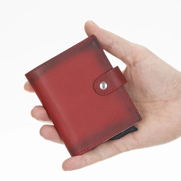 Palermo Deri Cüzdan Kartlık Mekanizmalı V4EF Kırmızı - 5