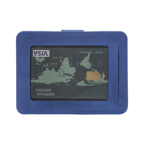 Çok Bölmeli Slim Deri Kartlık BLW019 G21 Saks Mavi - 3