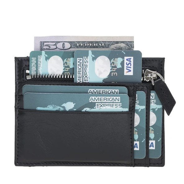 Zip Deri Fermuarlı Kartlık ZPCH RST1 Siyah ürün görseli 1